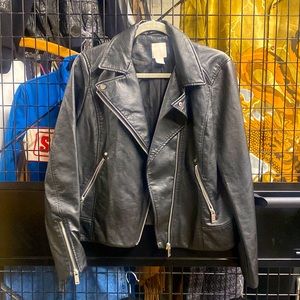 H&M Black Faux Leather Motorcycle Jacket